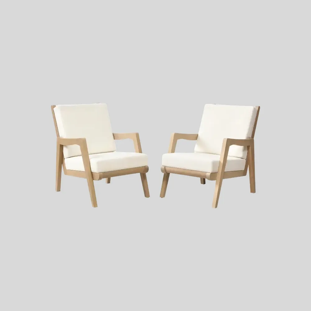 White Oak French 1950s Style Lounge Chair Made to Order, COM