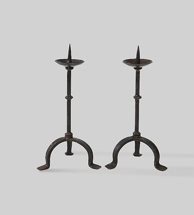 Black Forged Hammered Iron Candlesticks