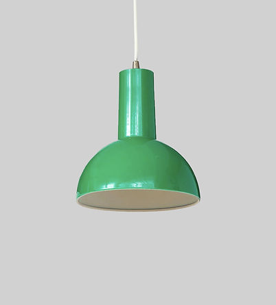 Danish Green Mid Century Dome Pendant with White Cord