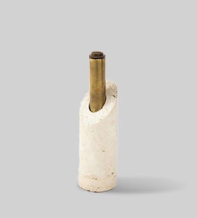 European Travertine & Brass Lip Stick Lamp