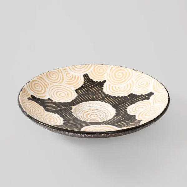 Colette Geuden Bowl Geometric Decoration of Spirals & Hash Pattern, France, 1930