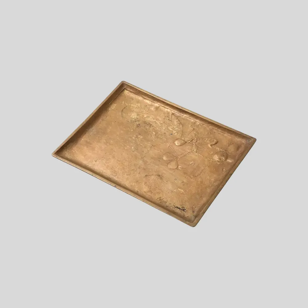 Edgar Brandt Art Nouveau Bronze Ormolu Tray Relief Decoration, France, c. 1930