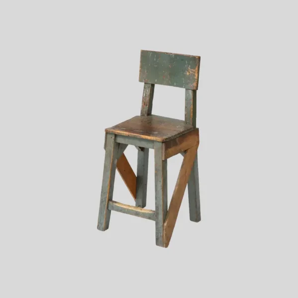 French Primitive Artist’s Chair, Beech Wood, Mid-Century Modern, 1950