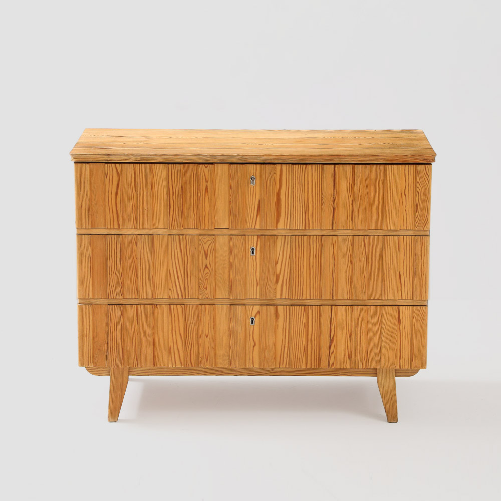 Göran Malmvall Swedish Fir Chest with Ring Handles, Sweden, 1940's