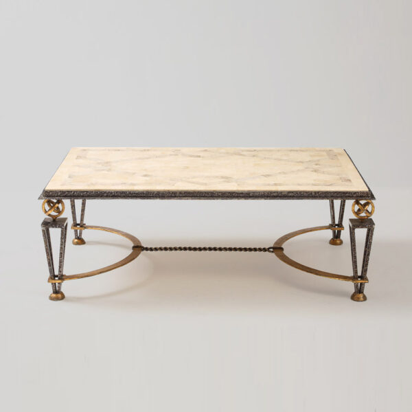 Inlaid Travertine Table