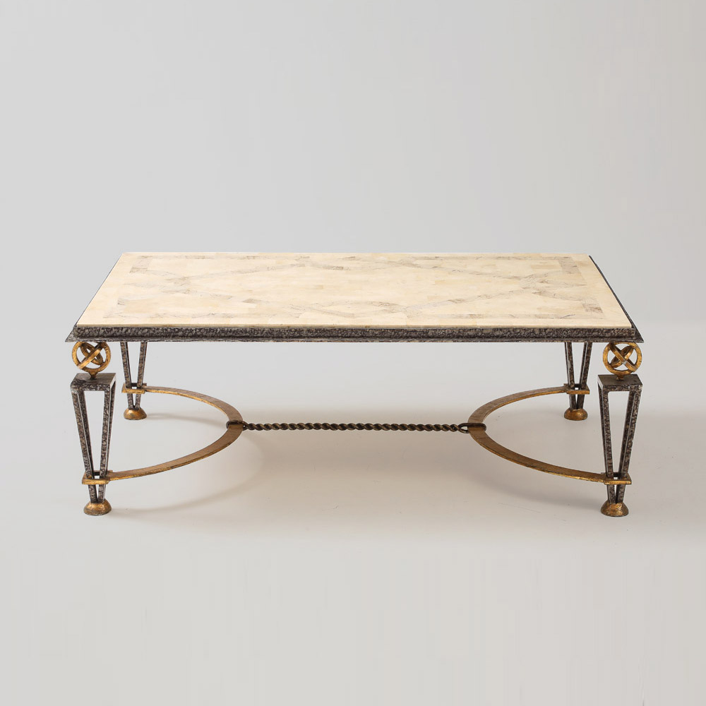 Inlaid Travertine Table