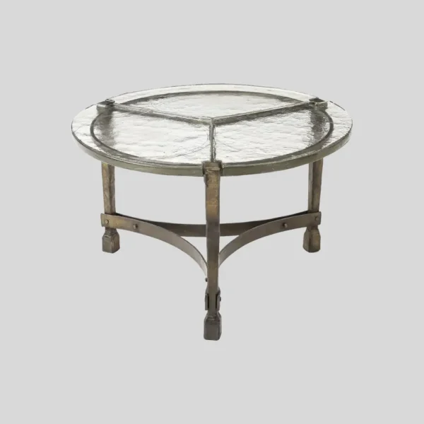 Iron Forged Coffee Table with Cast Glass Top in Three Pieces, Germany, 1980’s