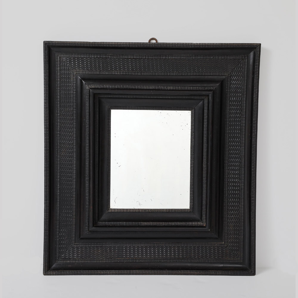 Italian Black Fruiotwood 17th Square Mirror