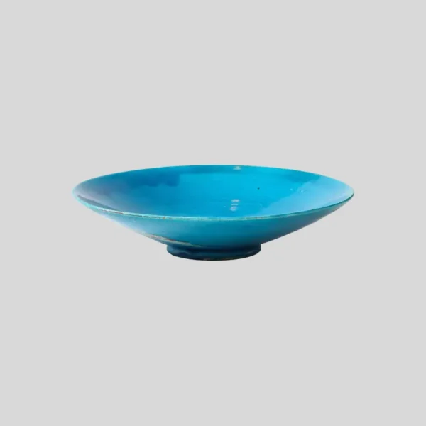 Jean Besnard Turquoise Ceramic Low Dish Bowl, France, 1930s