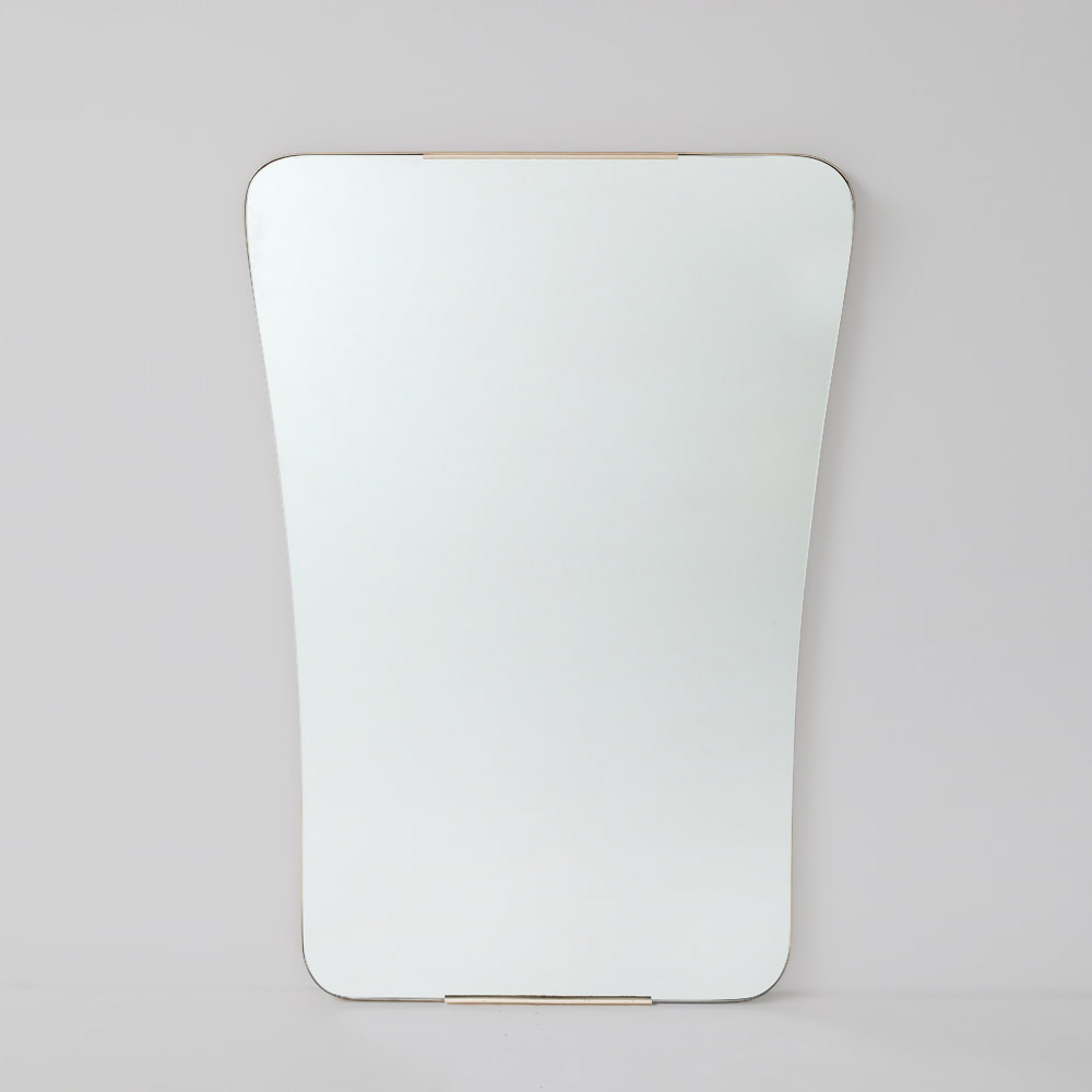 Large Italian Brass Frame Mid Century Modern Mirror, Italy, 1950's