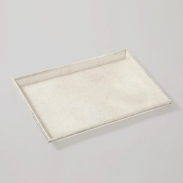 Mathieu Matégot Perforated White Metal Tray, France, 1950’s