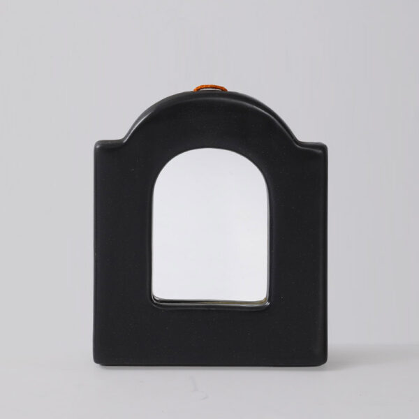 Mid Century Modern Small Black French Mirror