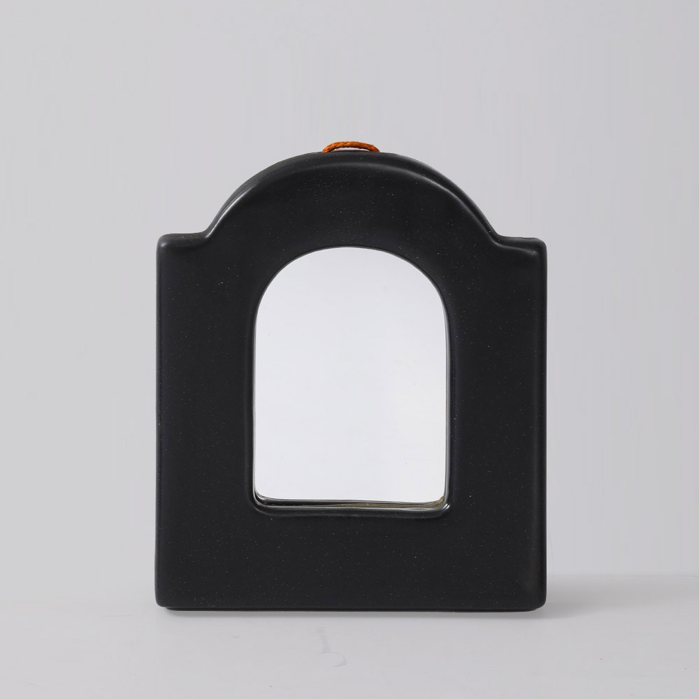 Mid Century Modern Small Black French Mirror