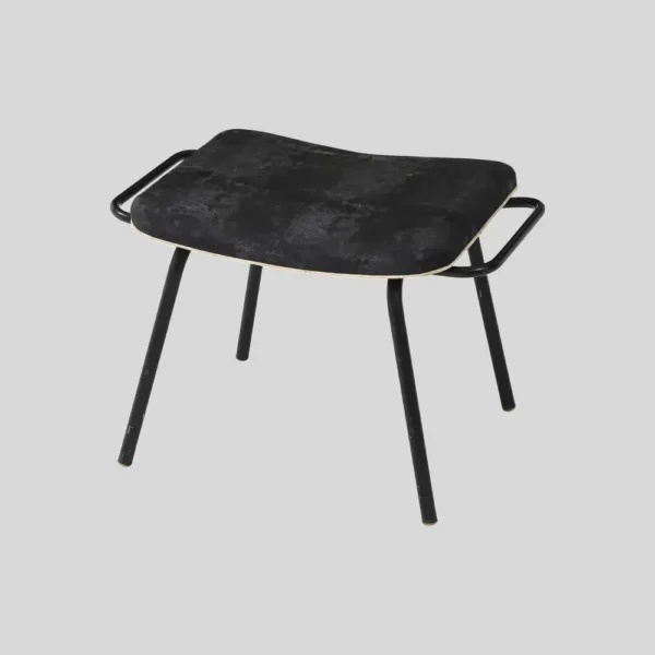 Pierre Guariche Black Tubular Metal Stool with Handles, France, 1950's