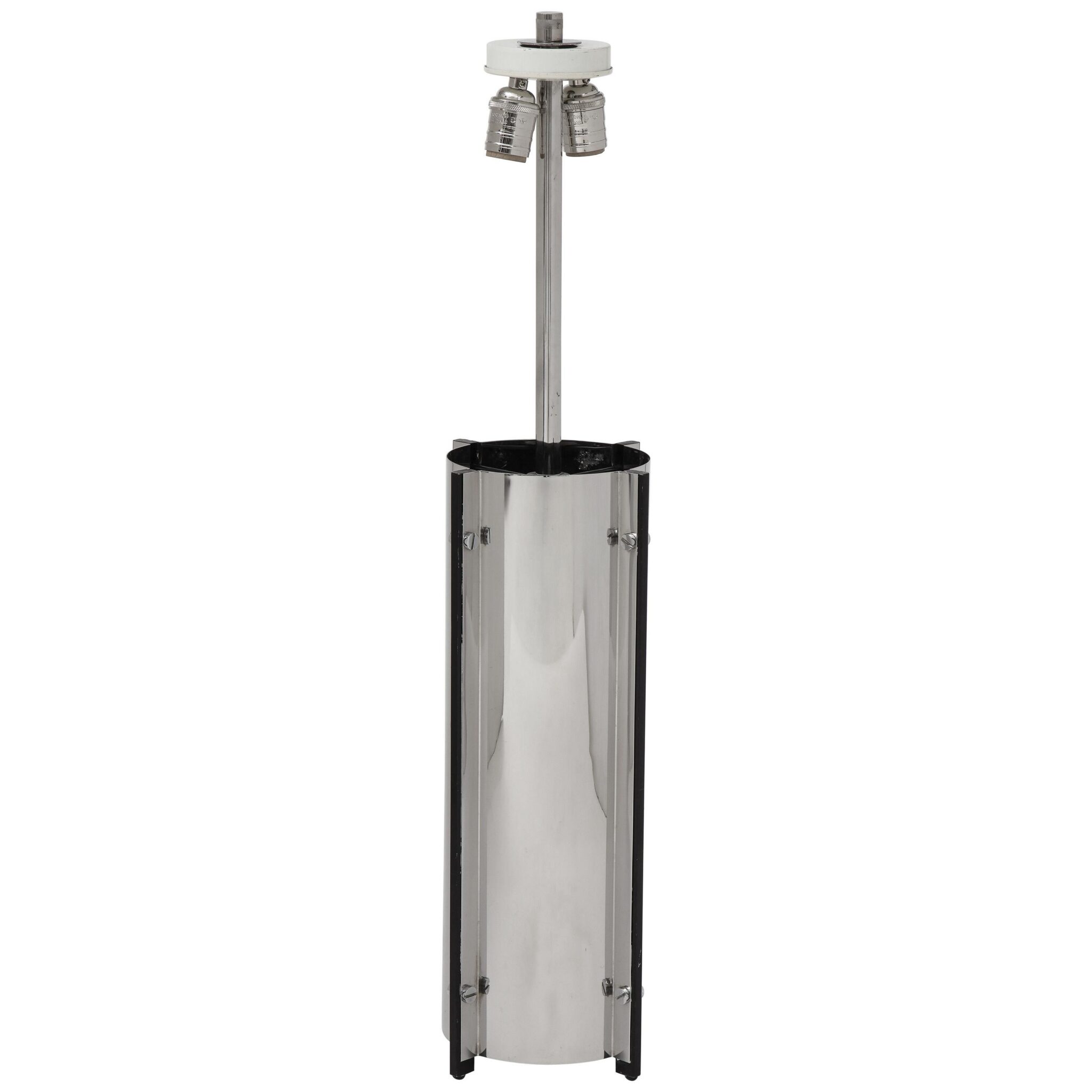 Gaetano Scolari Chrome Steell Lamp Screw Studded Construction, Italy, circa 1970
