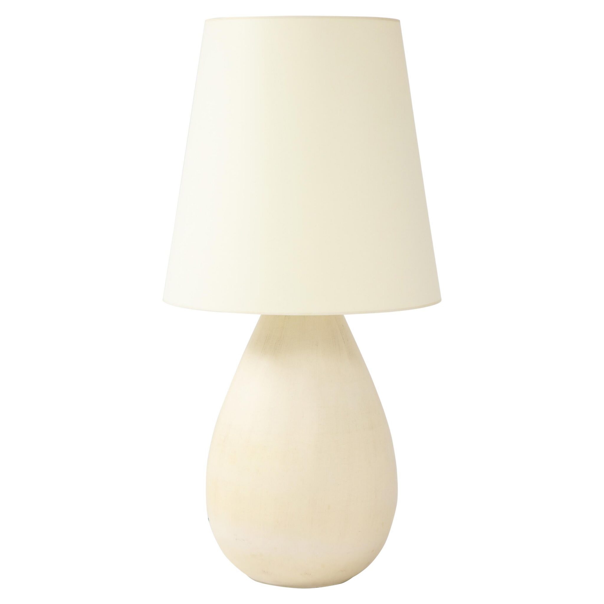 Large European Midcentury Ceramic Lamp with Custom Parchment Shade