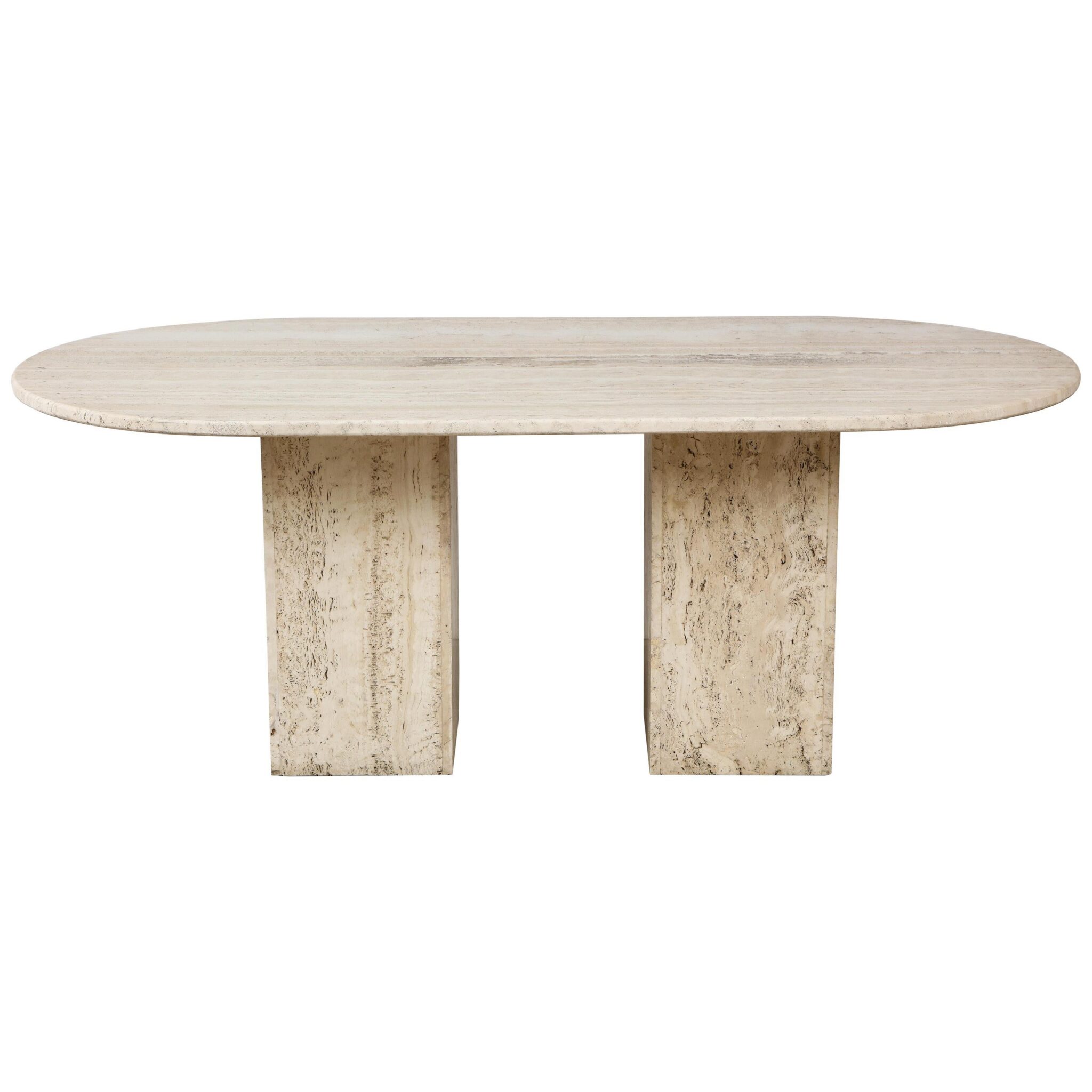 Italian Minimalist Roman Travertine Dining Table, circa 1970s