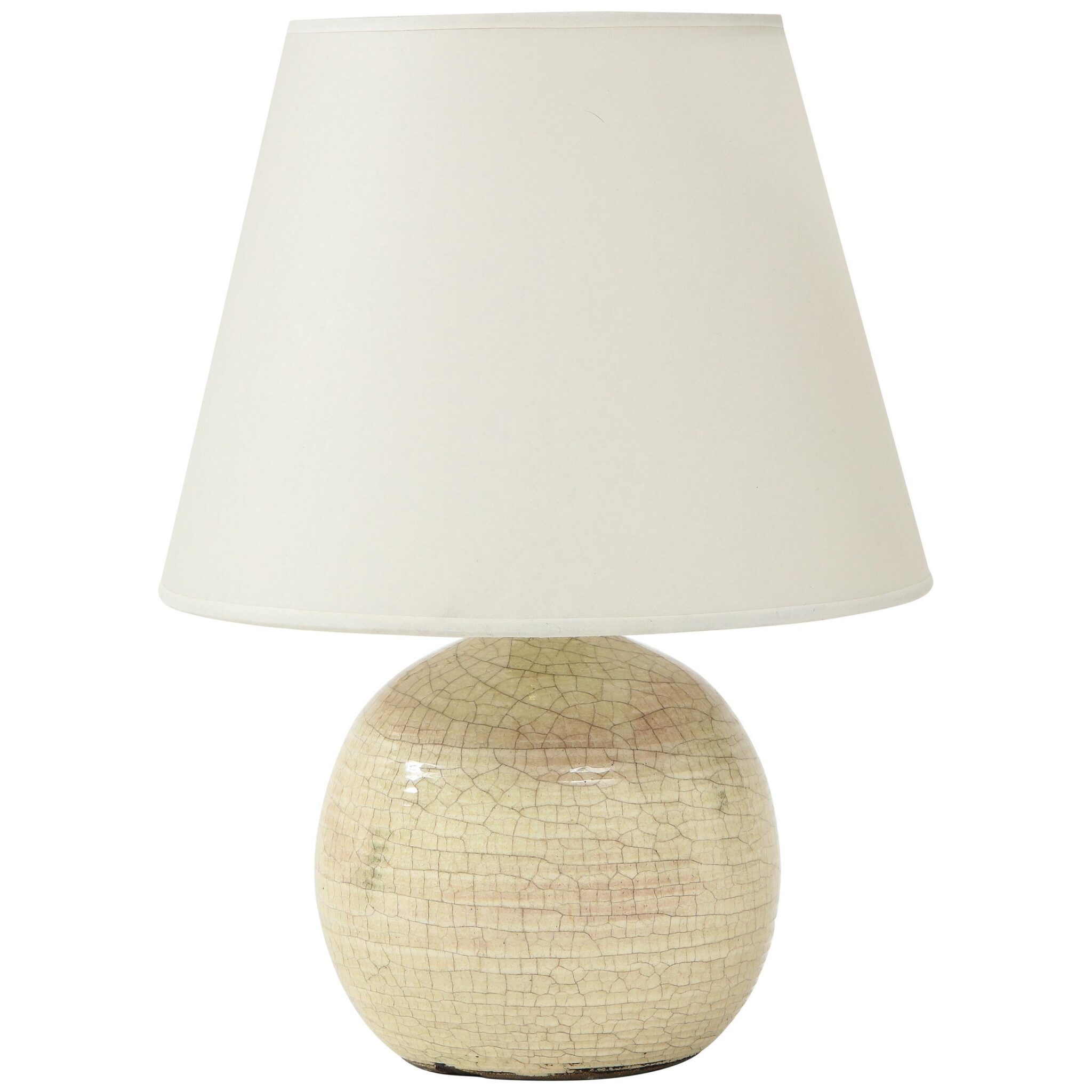 Jean Besnard (1889-1858) Off White Craqueleur Glaze Lamp, France, 1931, Signed 'JB' '1931'