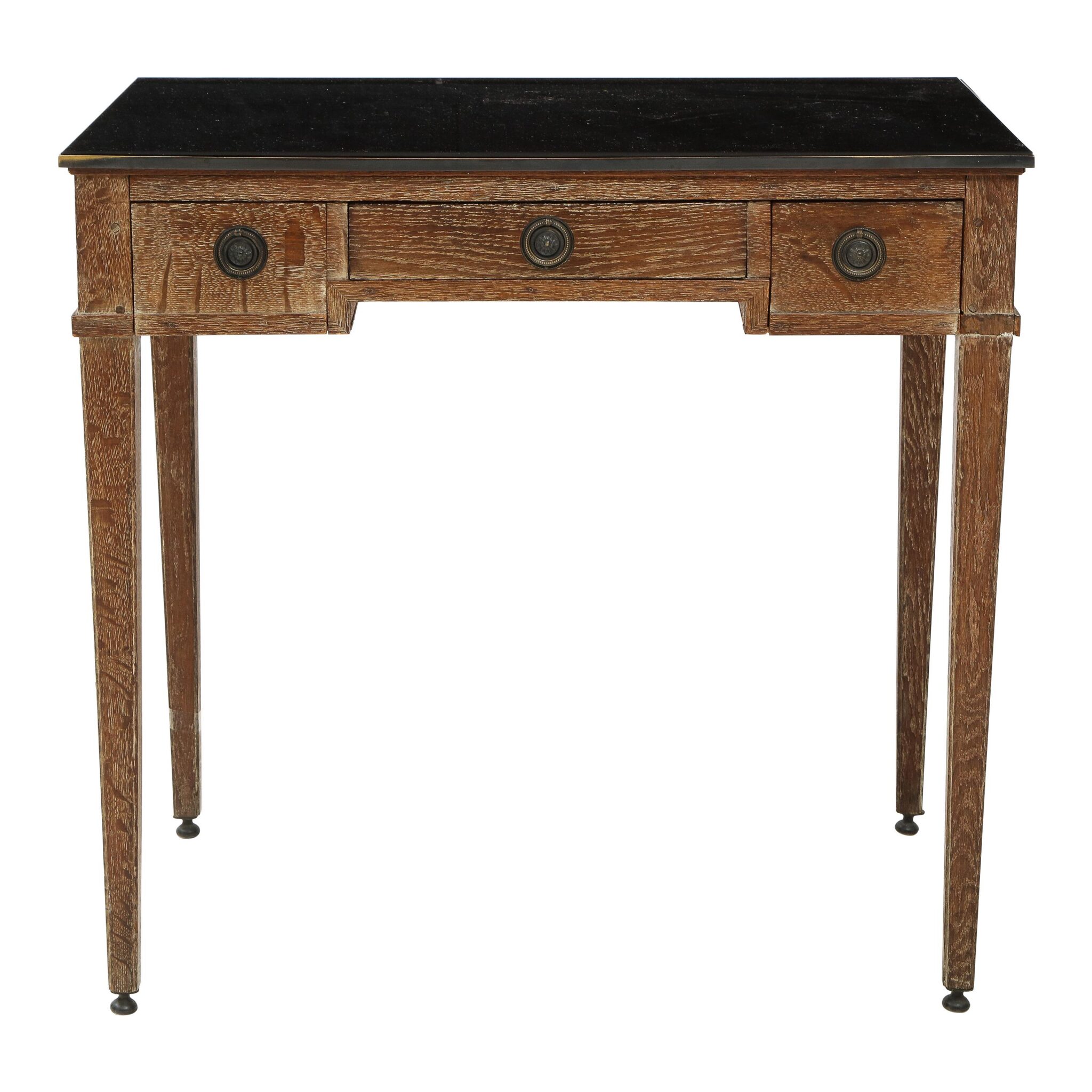 Important French Art Deco Cerused Oak Desk, France, c. 1930