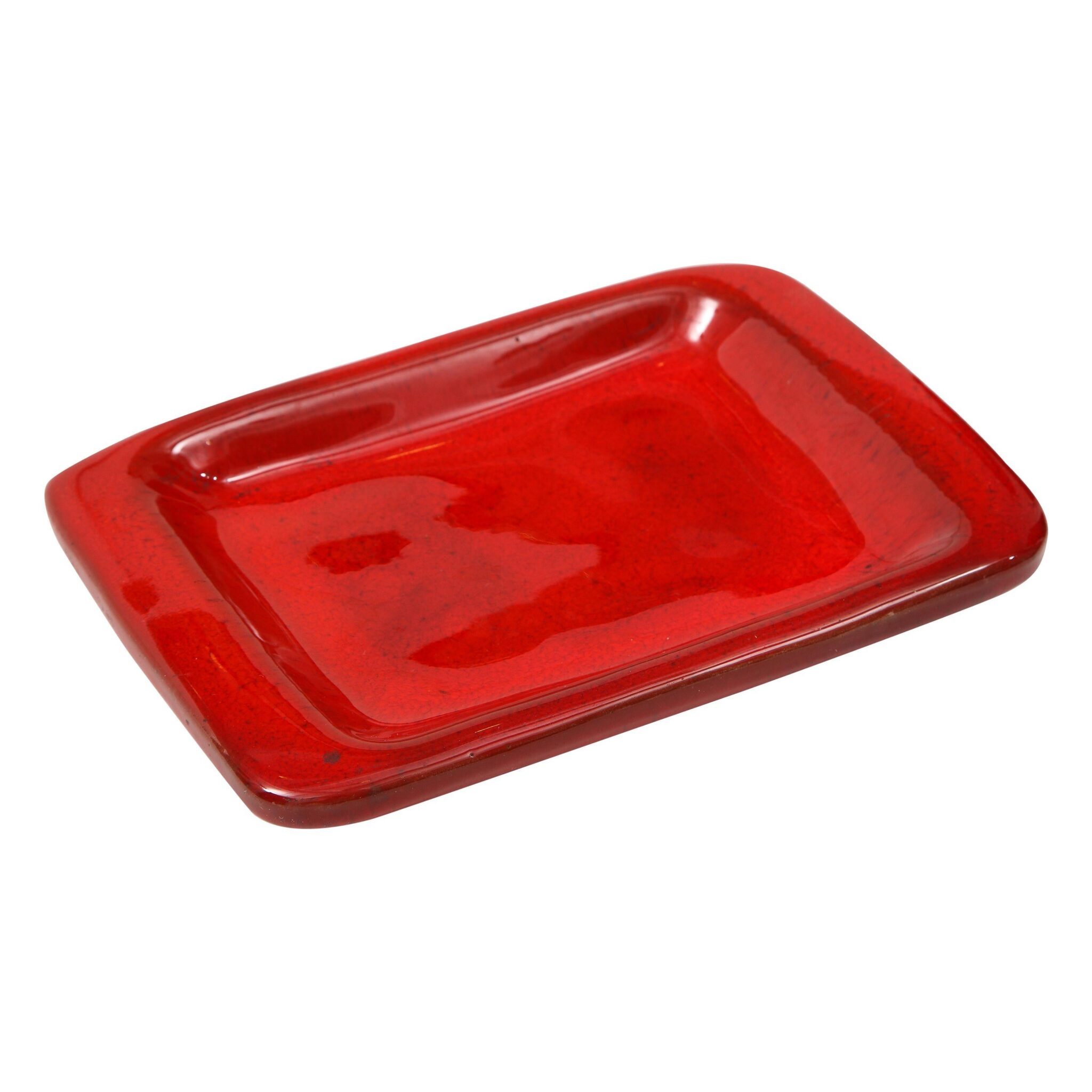 Jean & Robert Cloutier Red Ceramic Dish, France, c. 1950