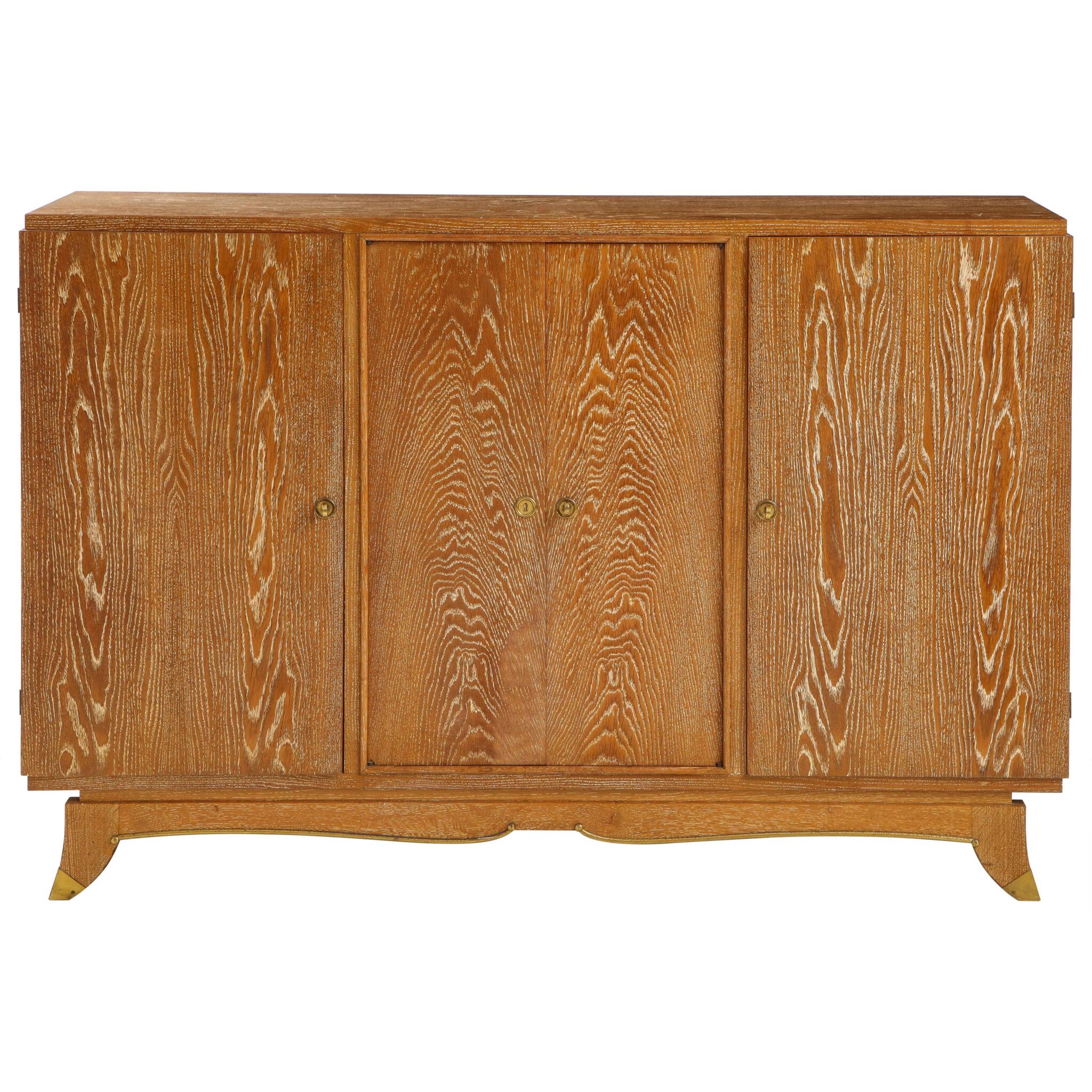 French Limed Oak Cabinet, Attributed to Jules Leleu, France, C 1940