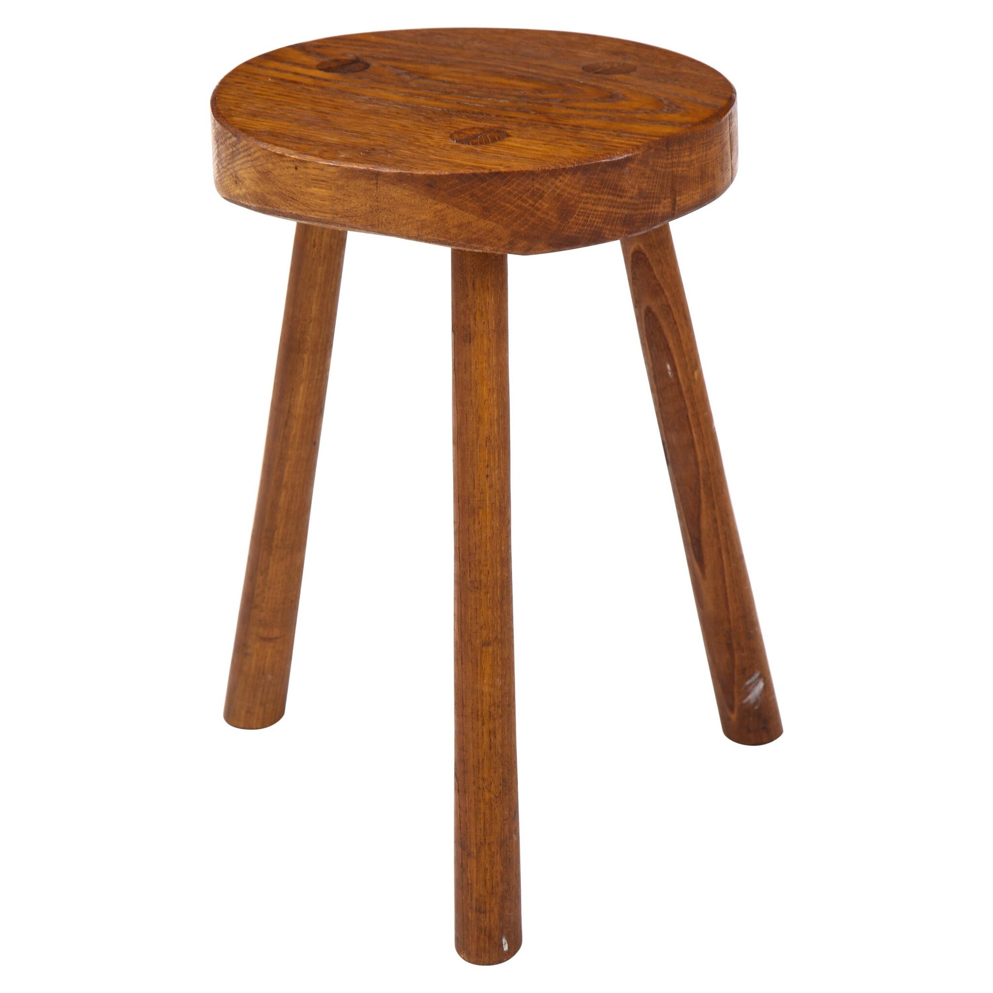French Oak Tripod Stool, c. 1955