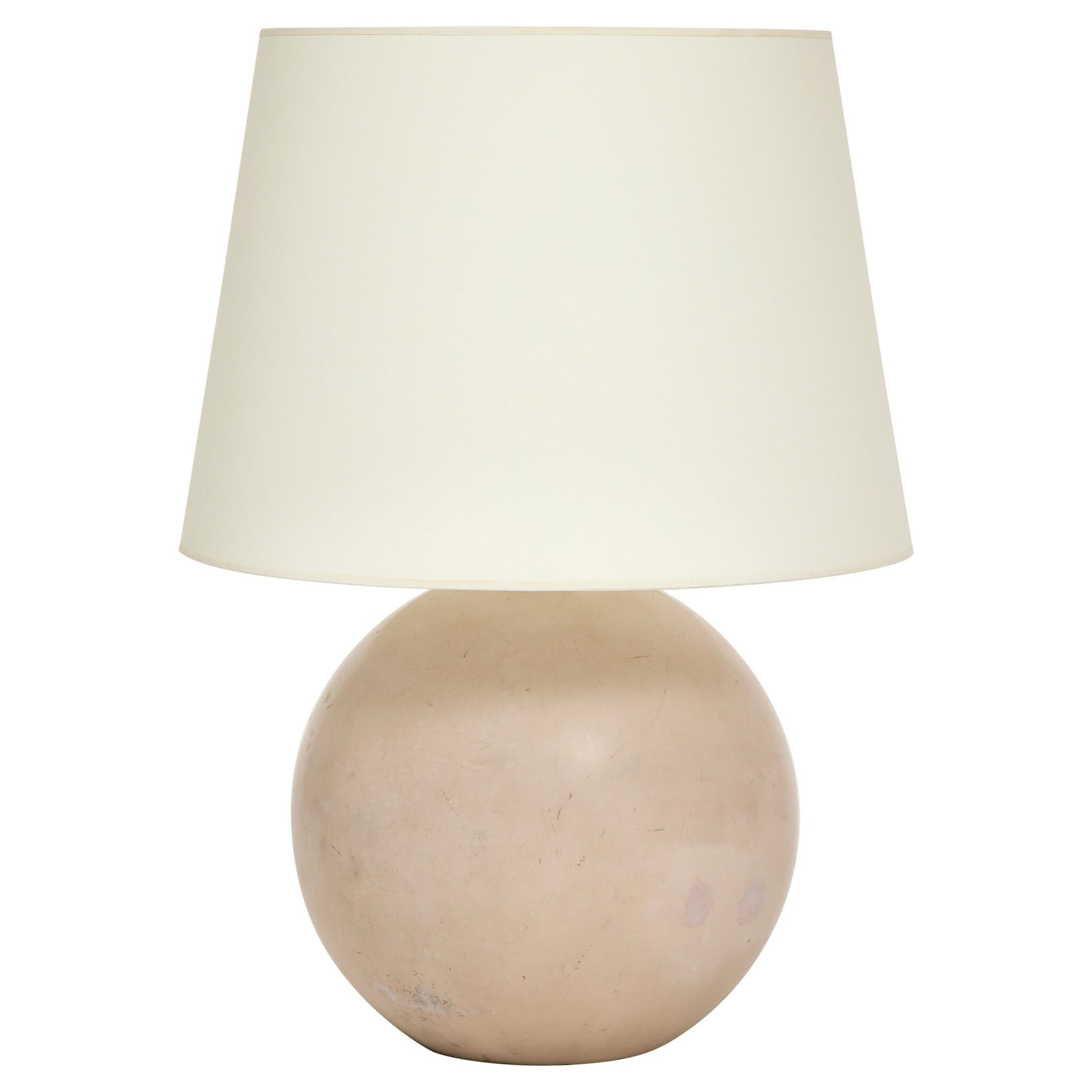 Large Plaster Lamp with Custom Parchment Paper Shade, France, 1940’s