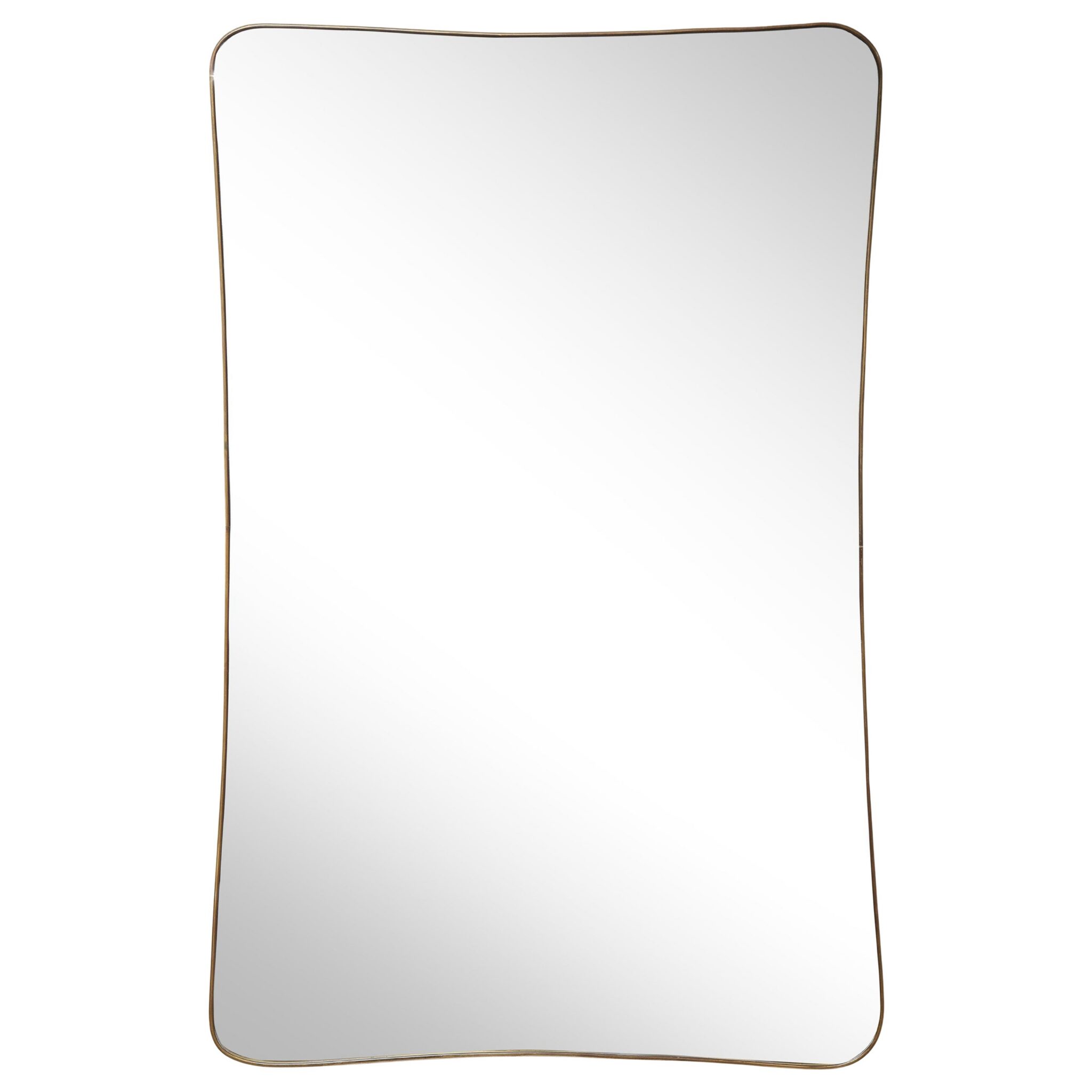 Large Italian Modernist Brass Framed Mirror, Italy, 1950’s