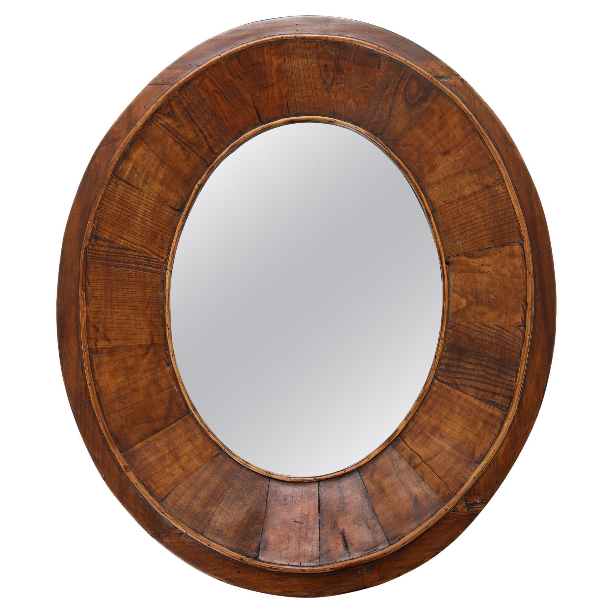 Late 18th C. Early 19th C. Neoclassical French Walnut Oval Mirror