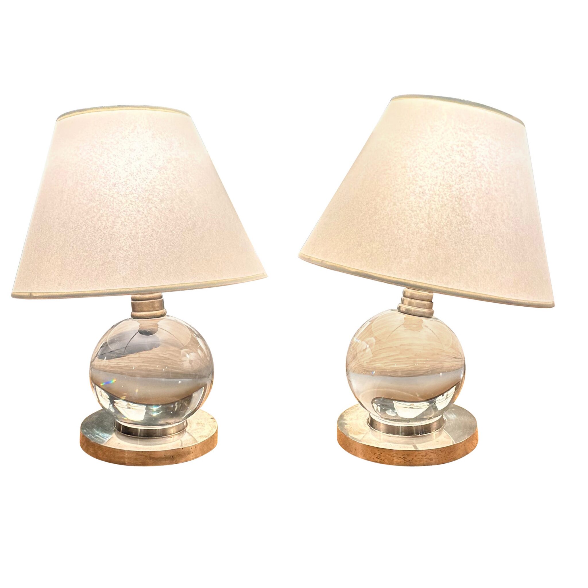 Pair of Jacques Adnet, mod. 7706, Baccarat, Paris, France, 1930
