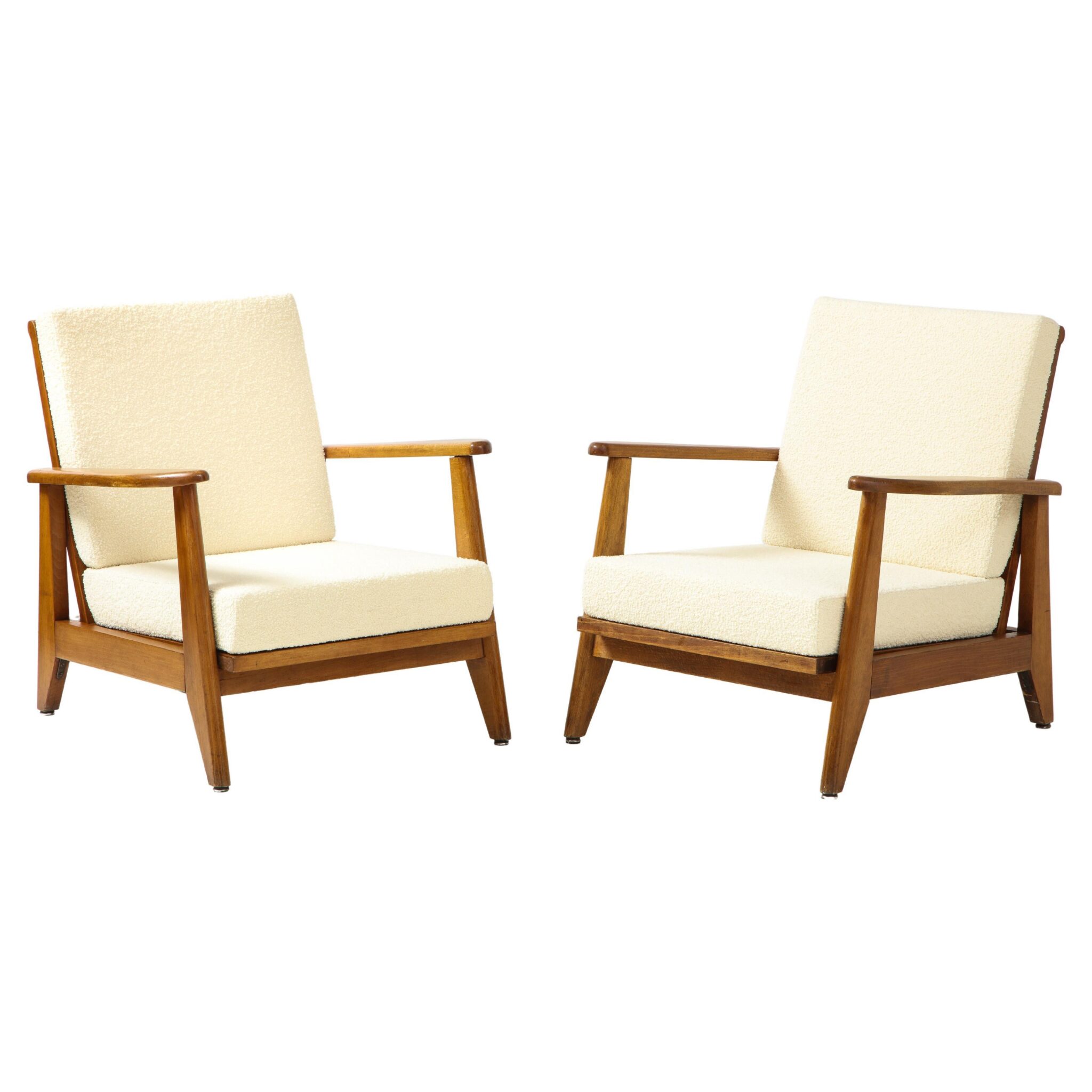 Pair of Mid Century French Oak Chairs, France, 1950's
