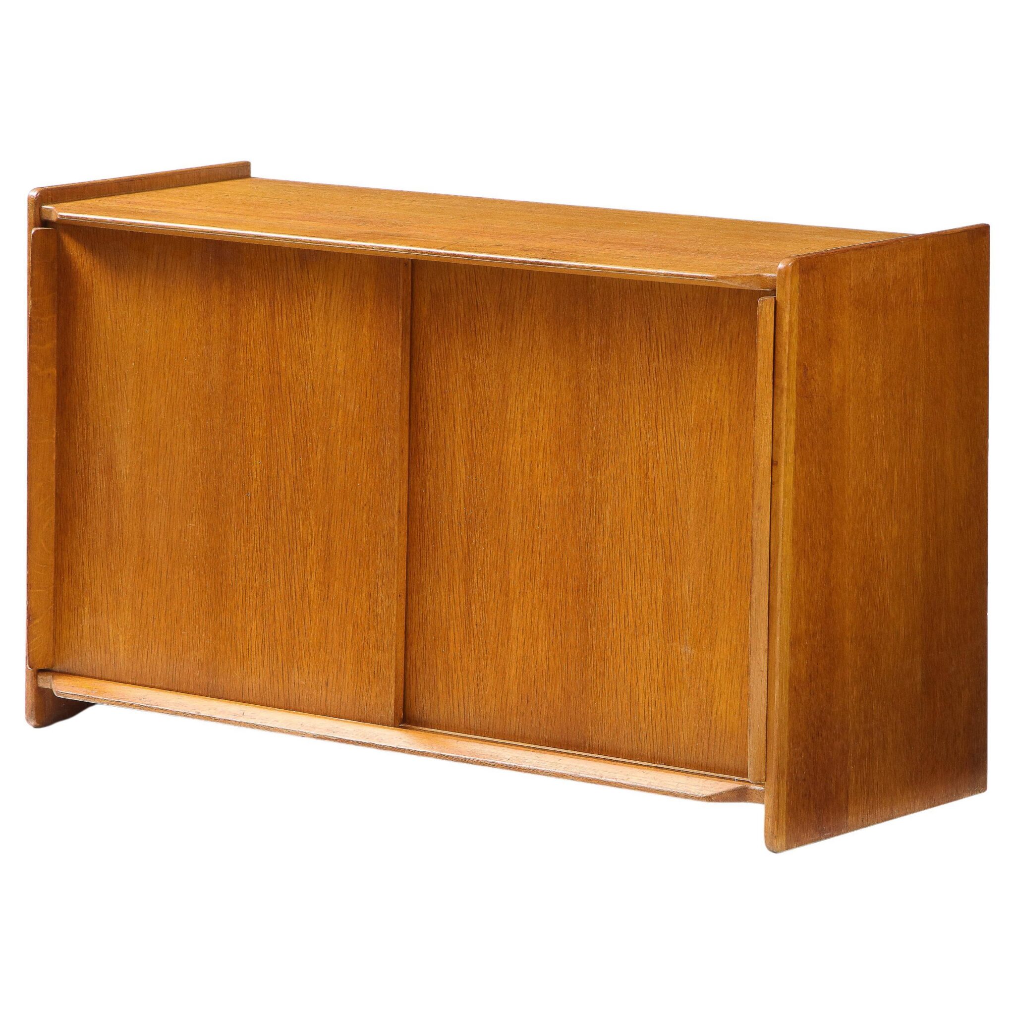 Solid Oak French Modernist Low Sideboard, France, c. 1960