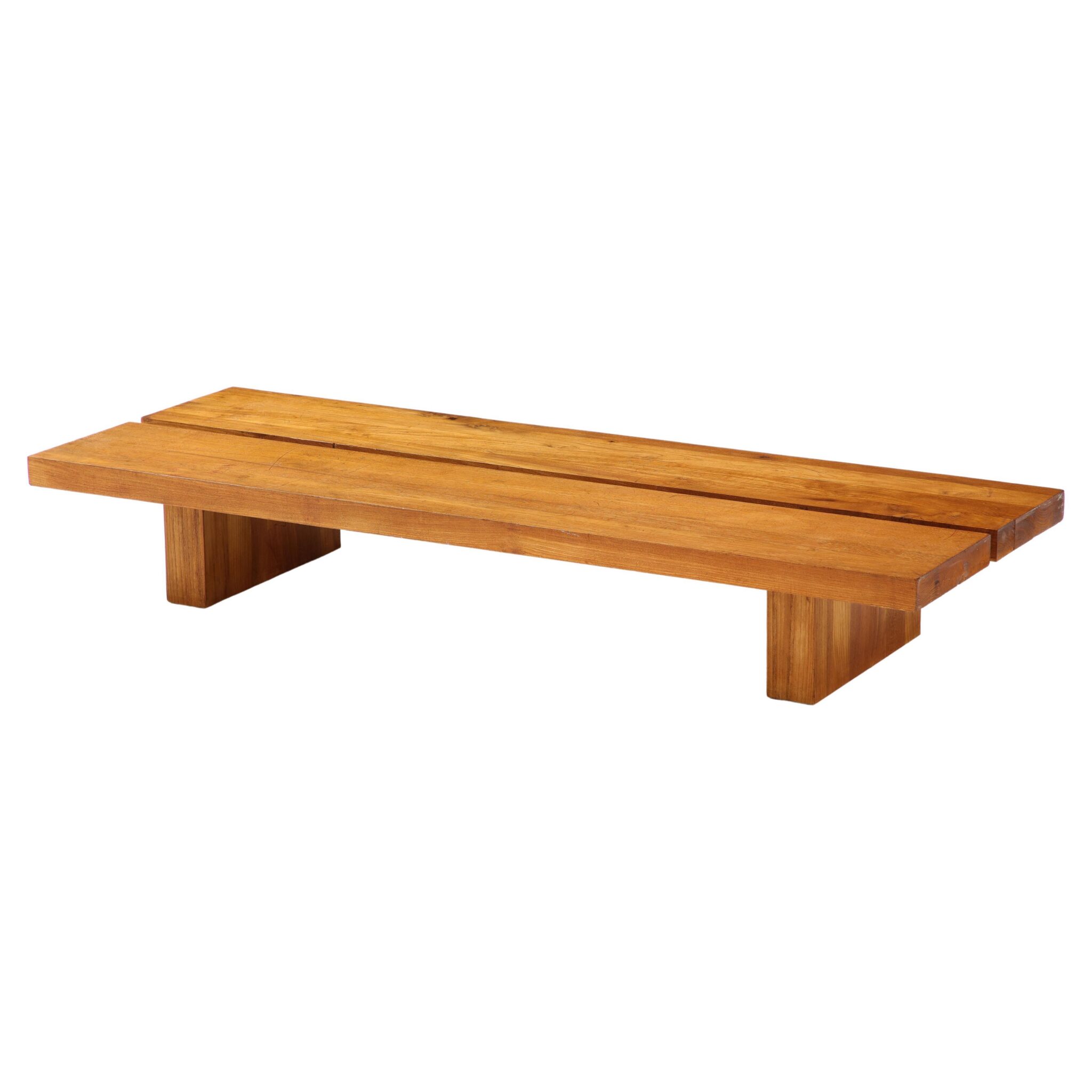 Hand-crafted Solid Thick Elm Coffee Table/ Bench, Netherlands, 1960’s