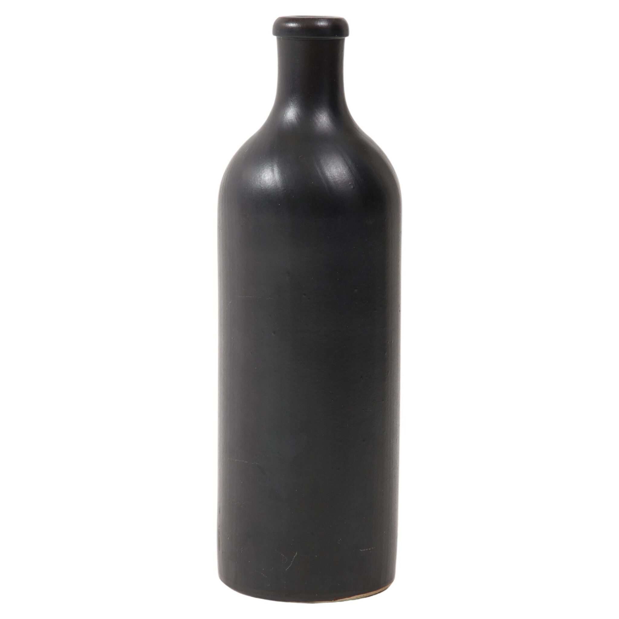 Large Georges Jouve Style Period Black Matte Vase, France, c. 1950