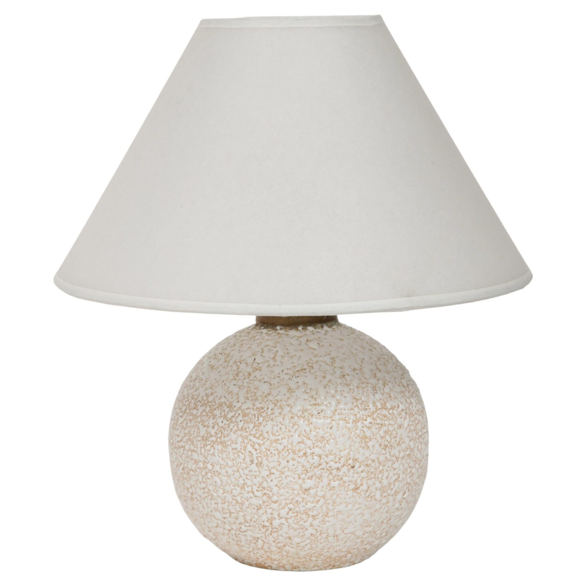 French White on White Ceramic Lamp, 1925, Custom Parchment Shade
