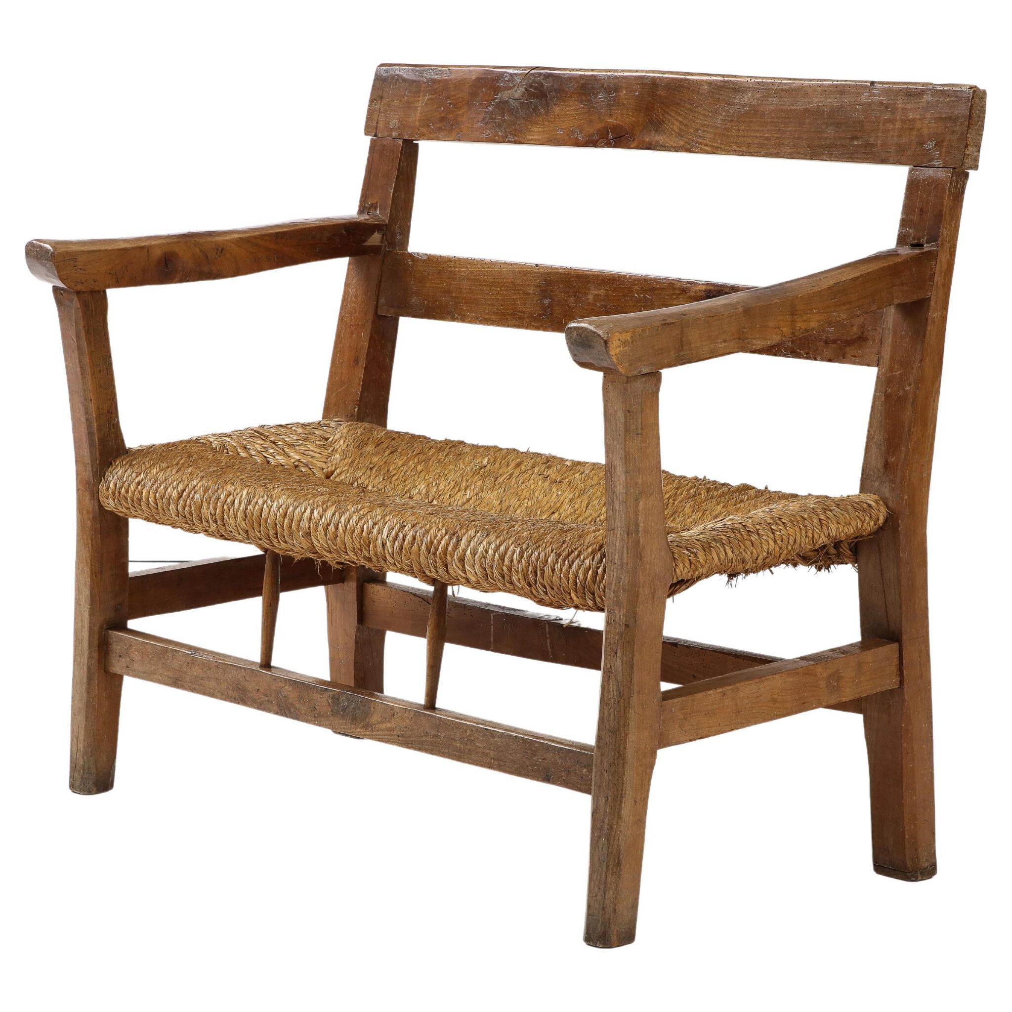 19th C., early 20th C. French Solid Walnut Bench