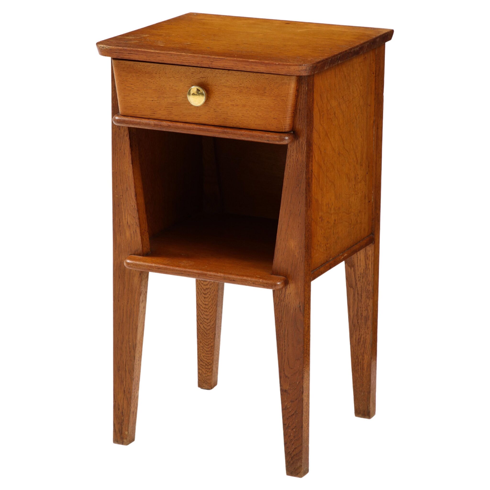 René Gabriel Bed Side Table, Telephone Table w Drawer, France, c. 1946