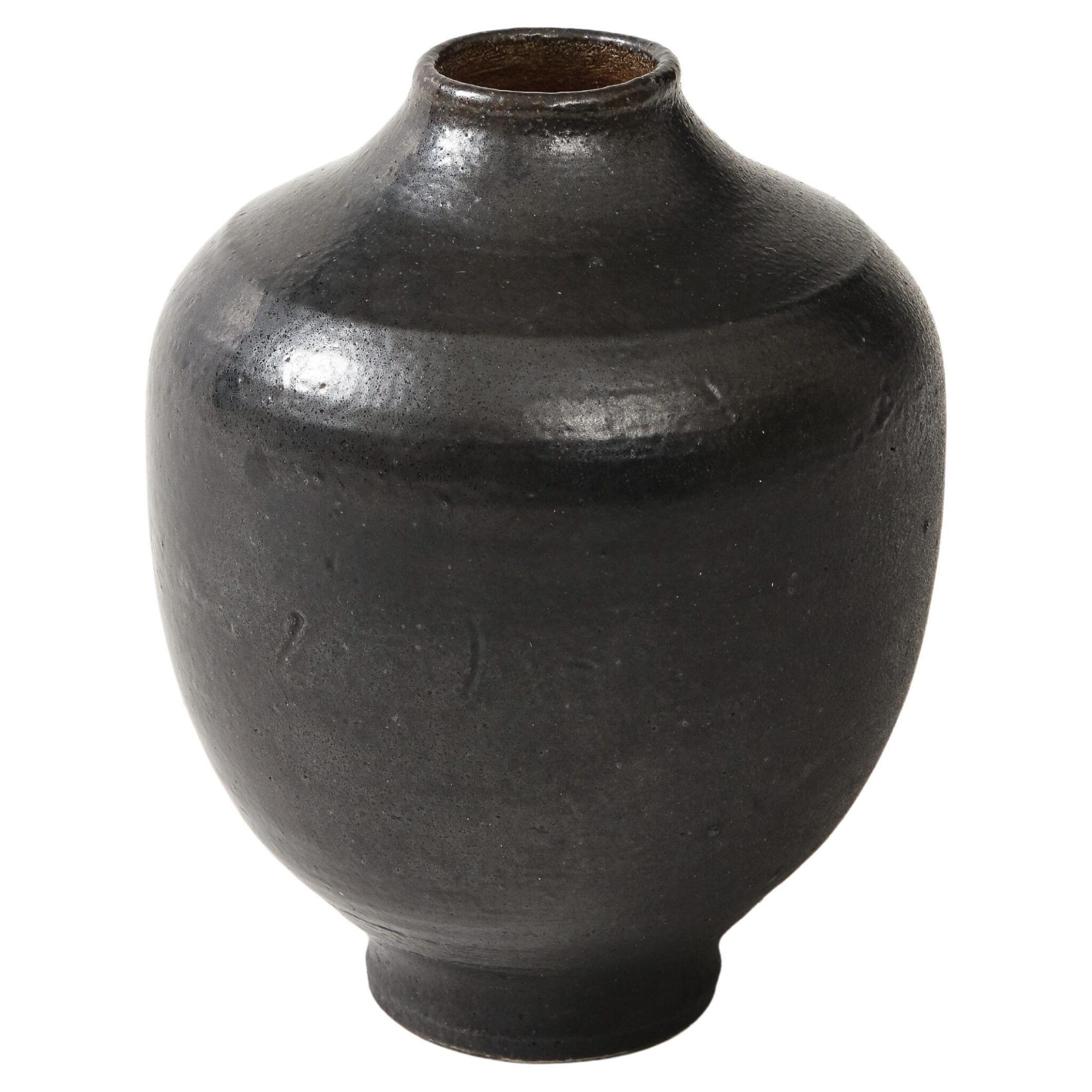 Arthur Andersen Black Wallåkra Vase, Sweden, c. 1950, Signed, 'ÁWA' Ceramic H