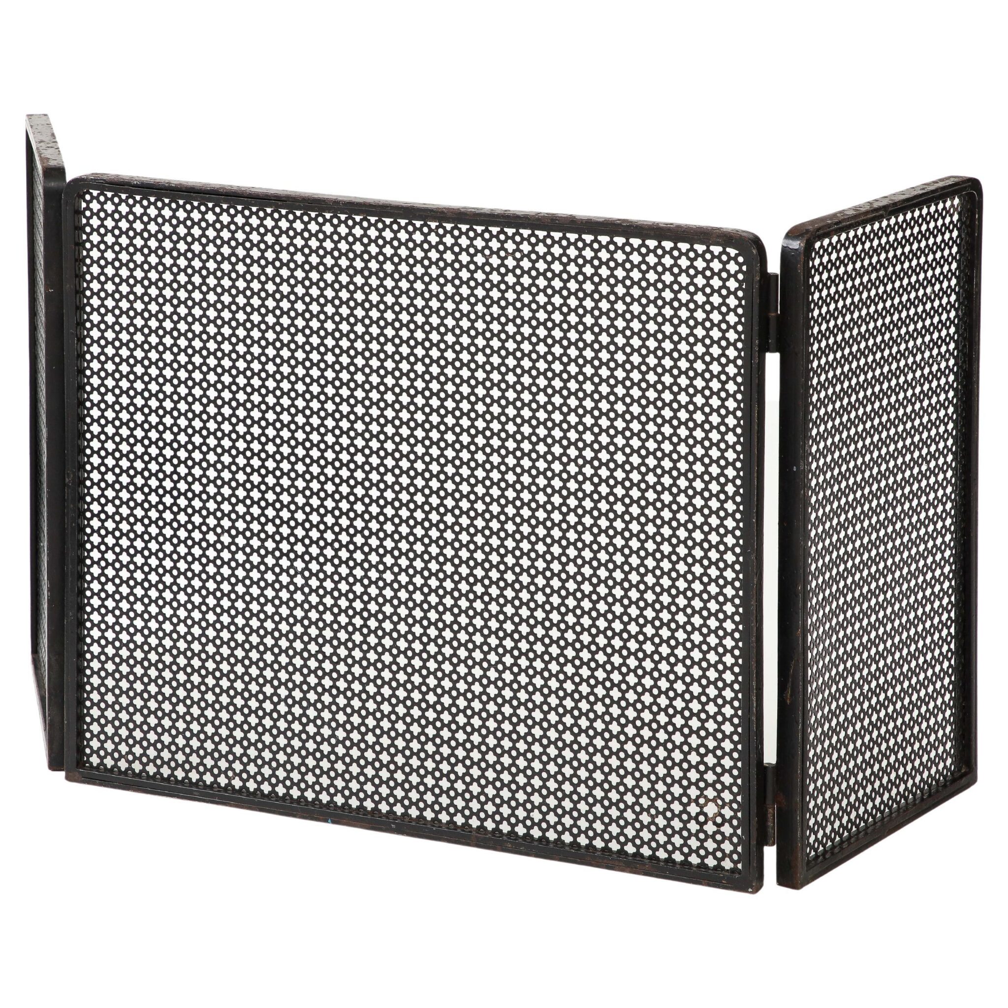 Mathieu Matégot Black Iron Fire Screen, France, circa 1950