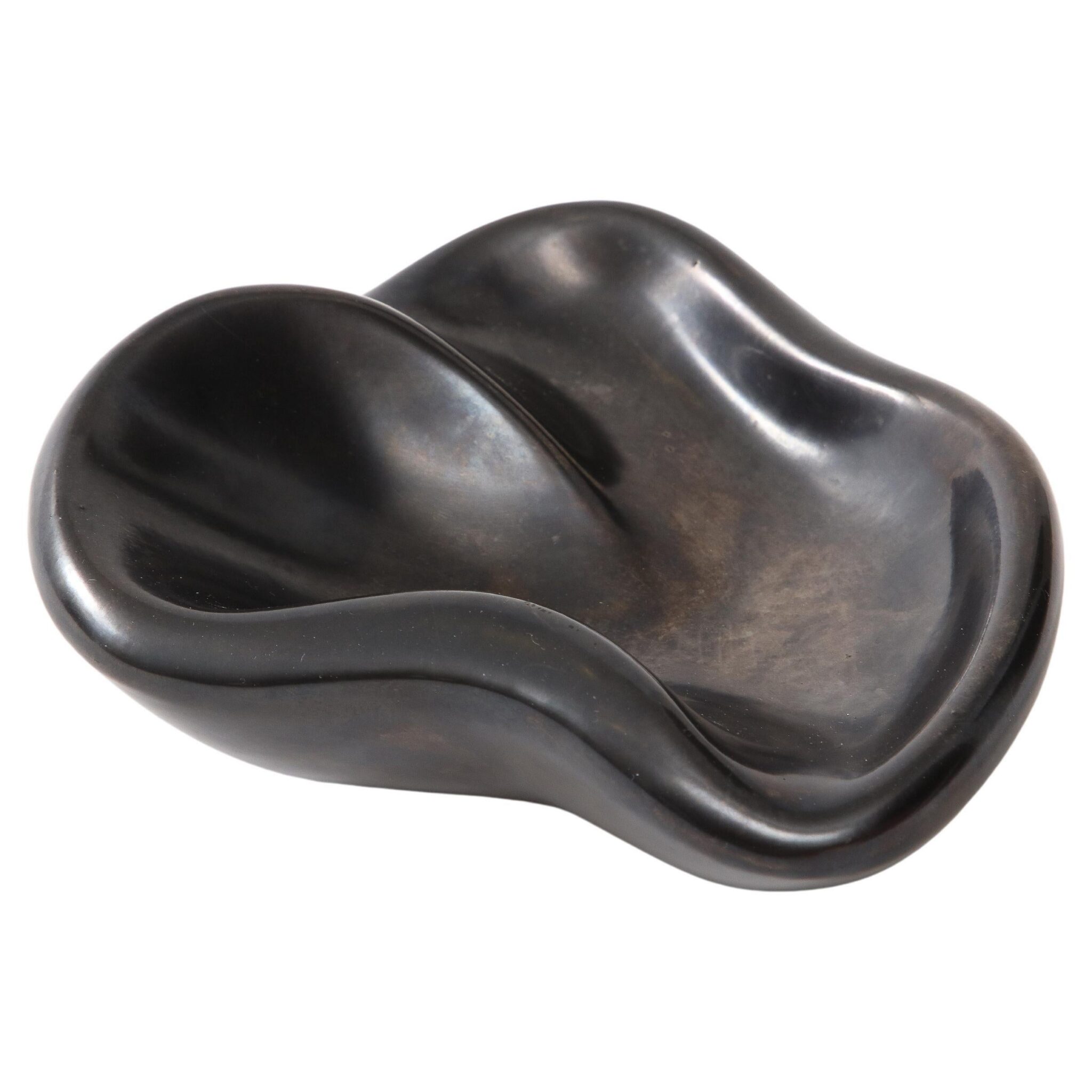 Georges Jouve style French Biomorphic Black Glazed Ceramic, France, c. 1950's