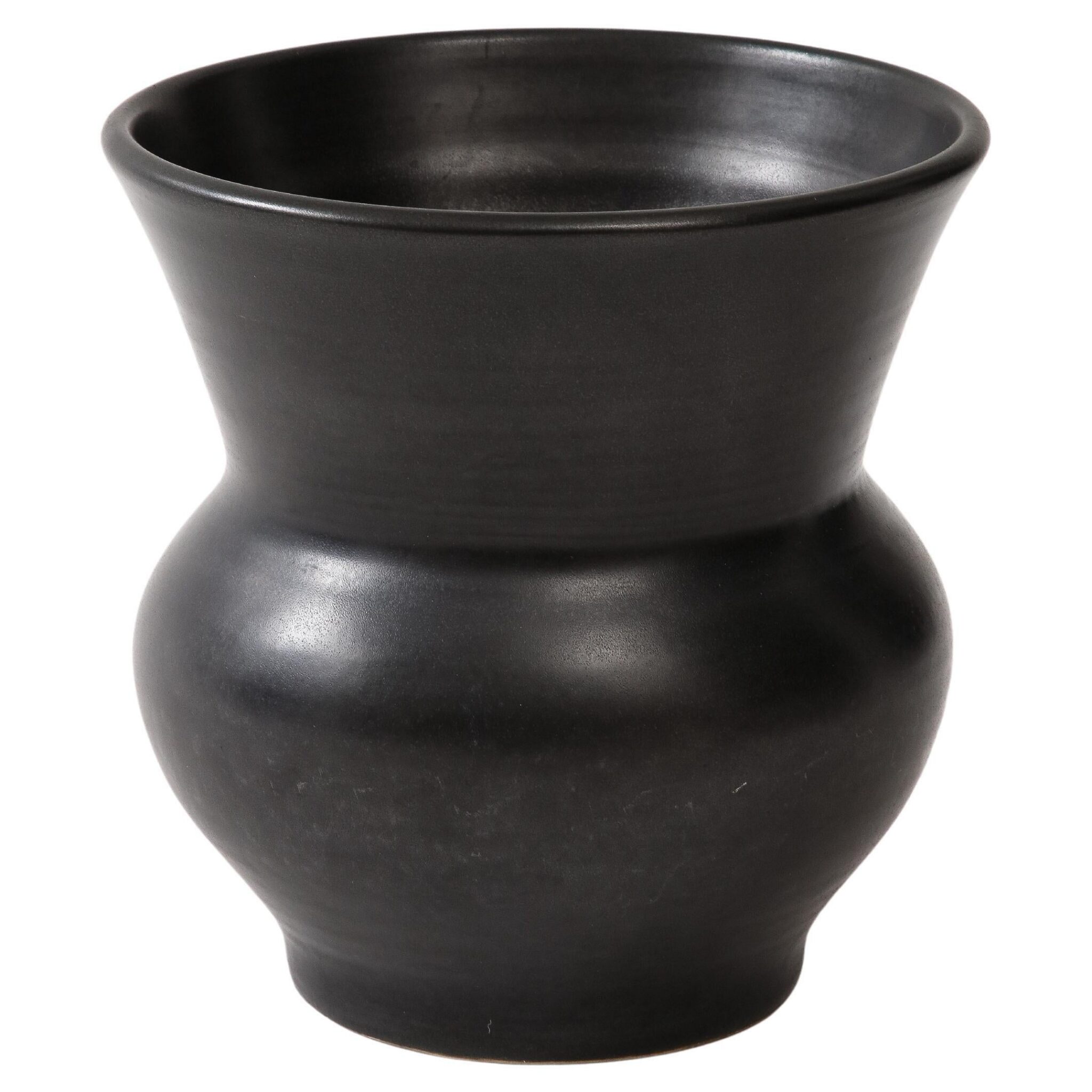 Large Black Ceramic Vase, France, c. 1960, numbered