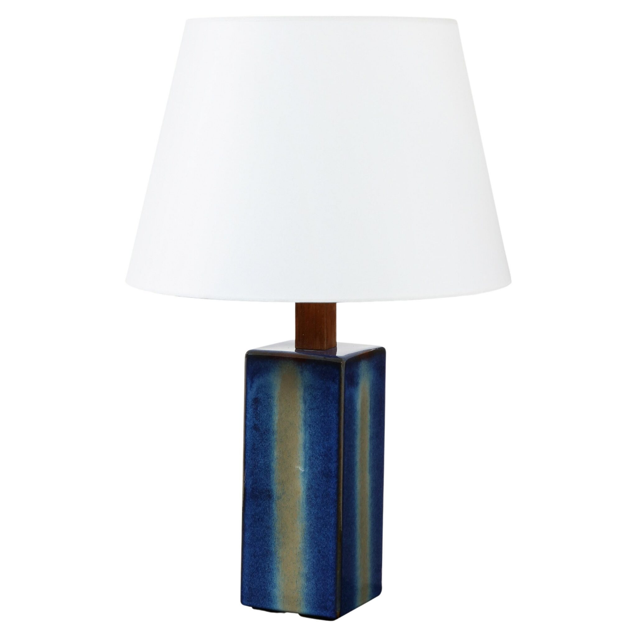 Danish Soholm Blue Lamp with Custom Shade, c. 1960