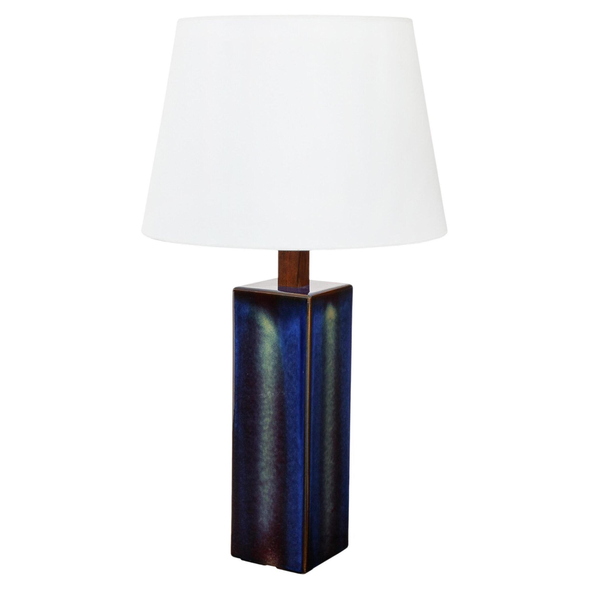 Danish Soholm Blue Lamp with Custom Shade, c. 1960