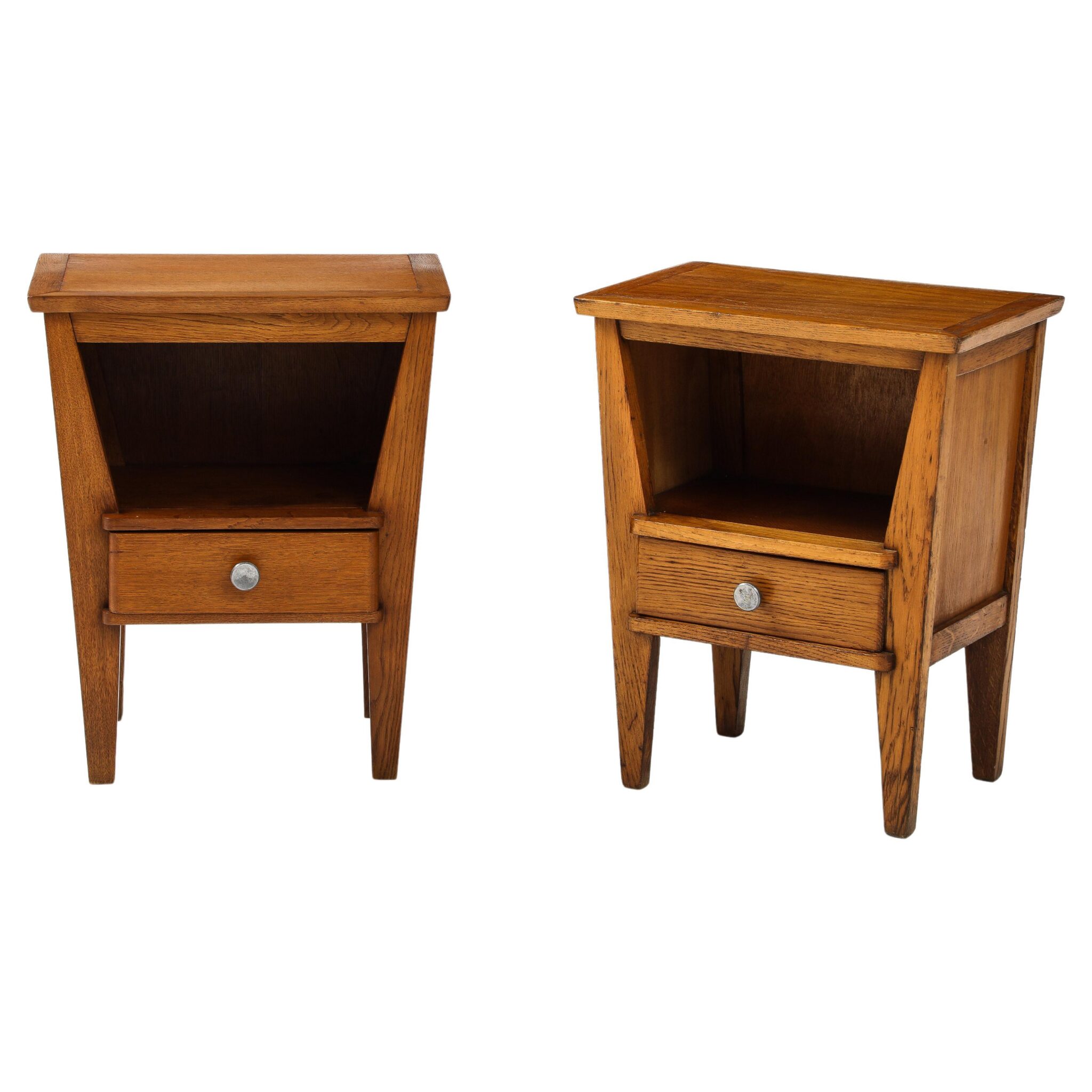 Pair of René Gabriel Night Tables, France, c. 1945, stamped