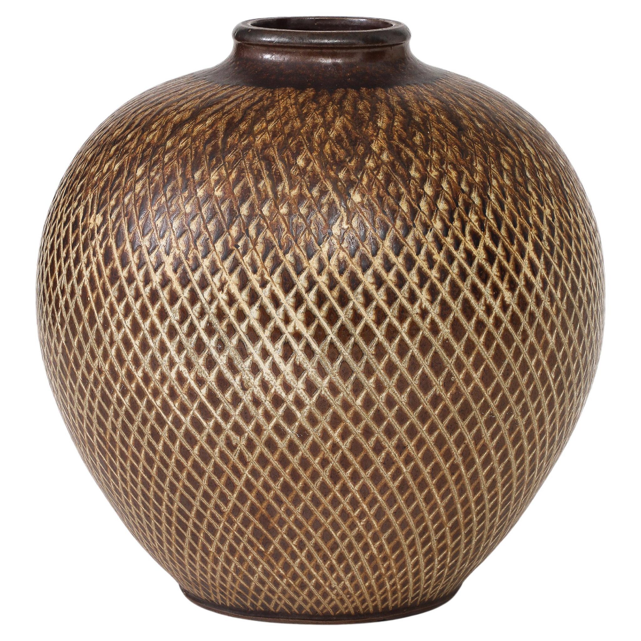 Large Arthur Andersson Stoneware Floor Vase by Wallåkra, Sweden, 1950, signed