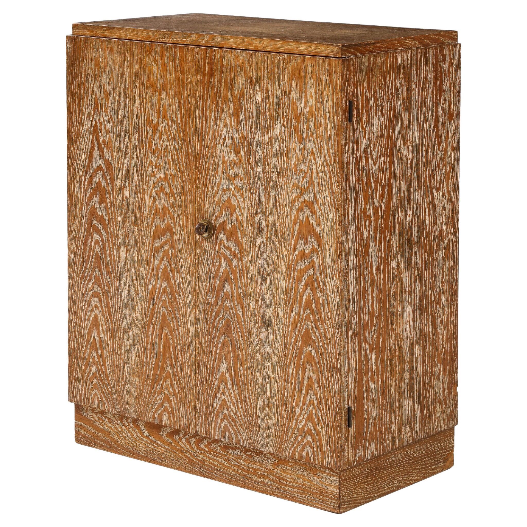Modernist Limed Oak Cabinet, France, c. 1930-40
