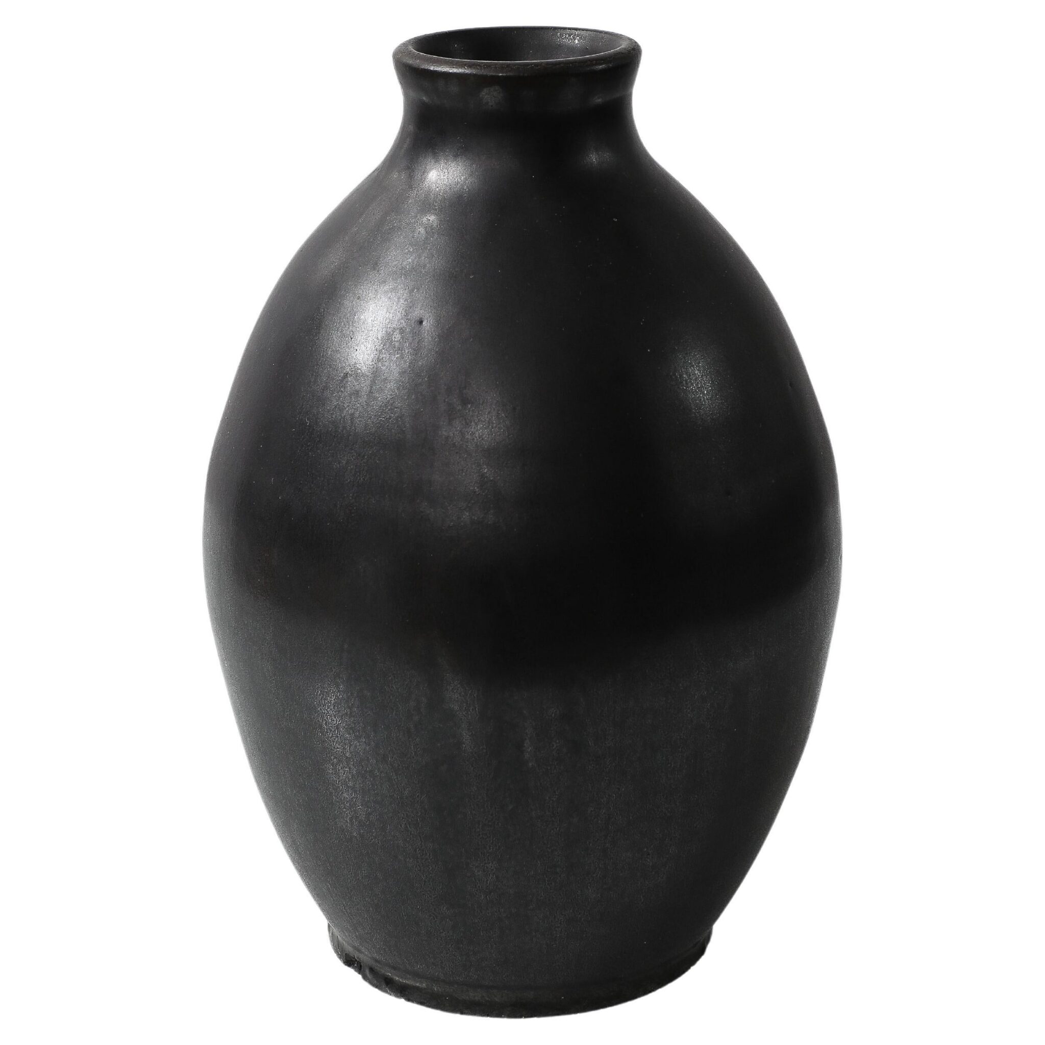 J. Mougin Black Vase, France, c. 1950, signed