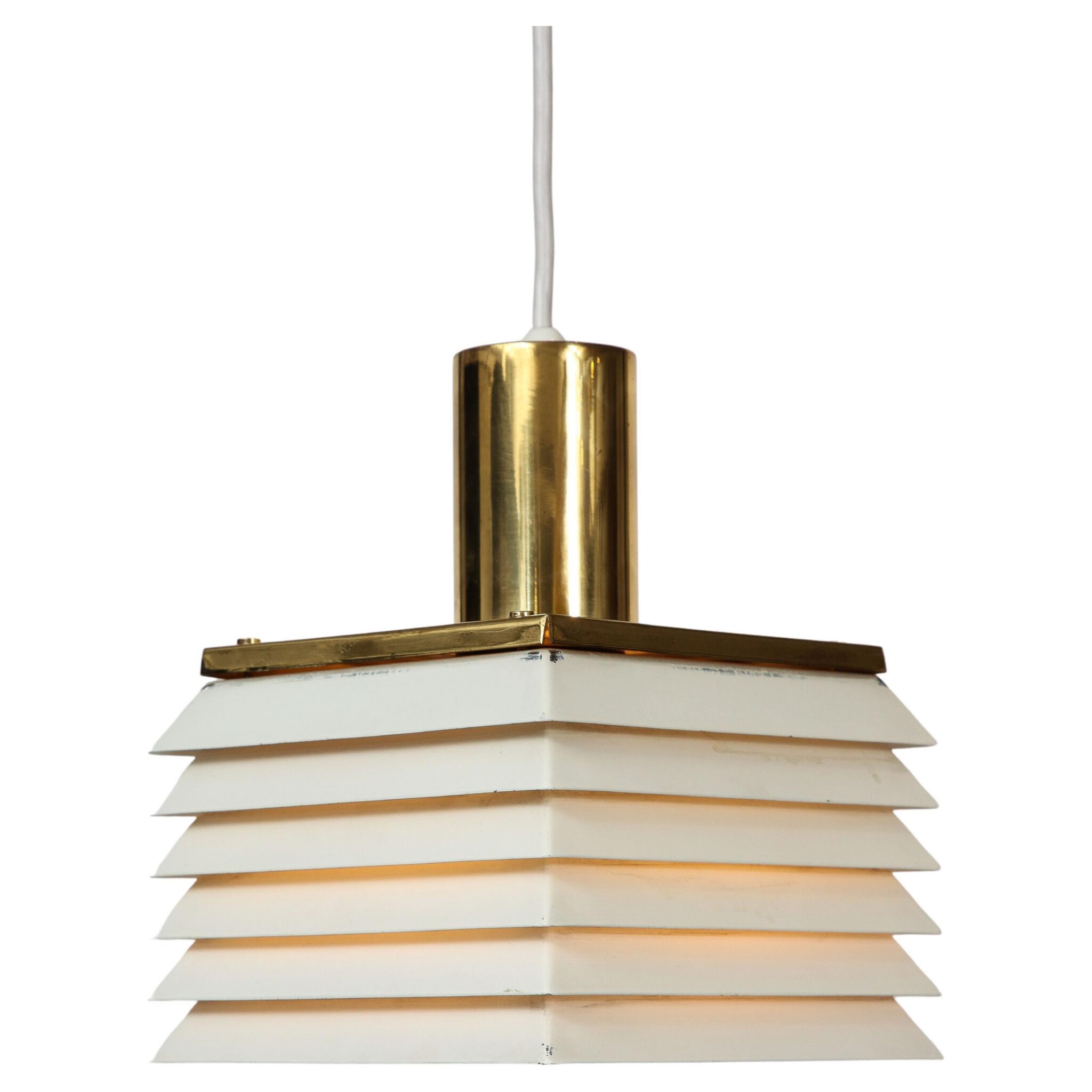 Hans-Agne Jakobson White Enamel Metal & Brass Square Pendant (Copy)
