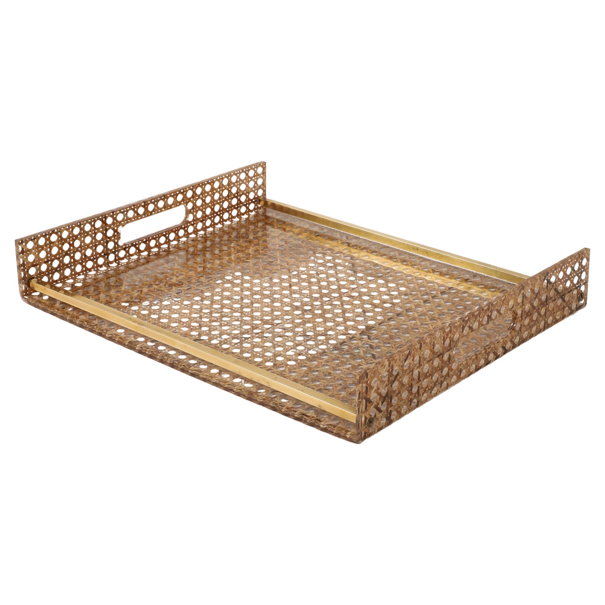 Christian Dior Cane, Brass, Plexiglass Tray, France, c. 1950-70
