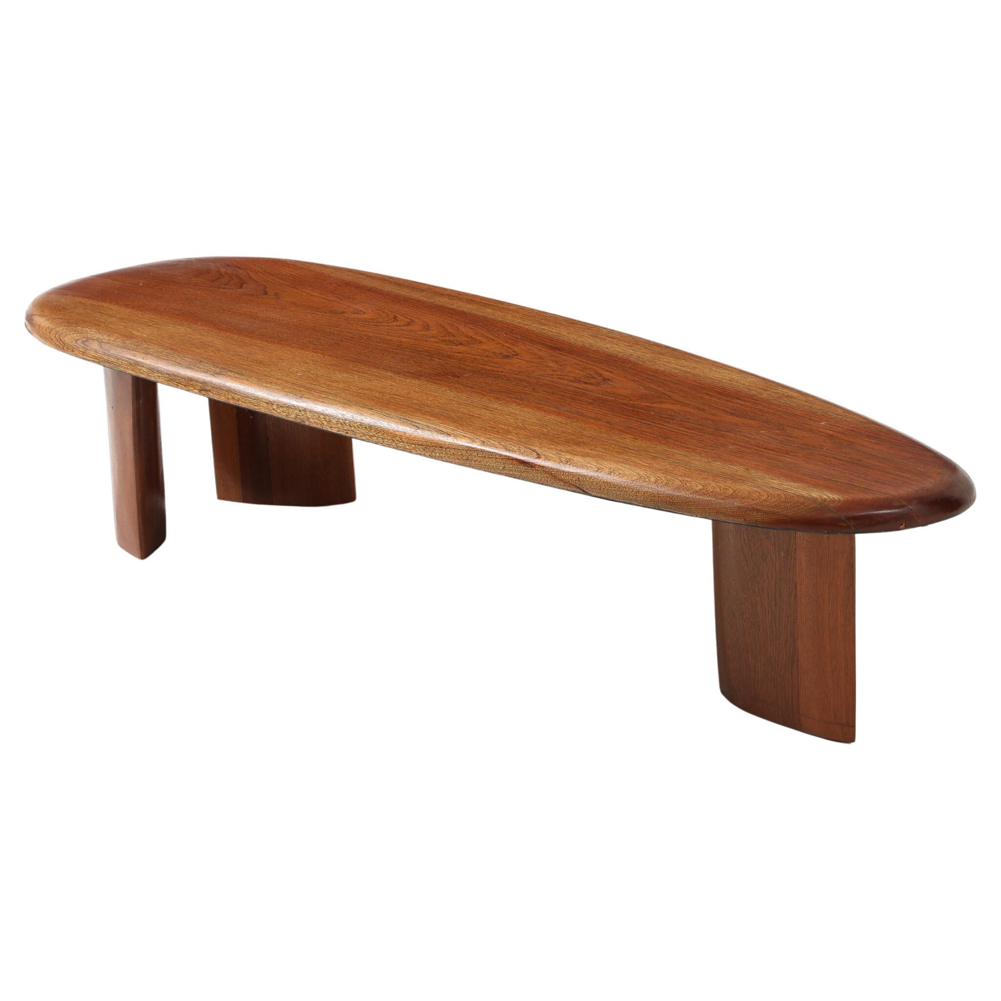 Free-form Jean Prouvé Charlotte Perriand Style Coffee Table in Solid Natural Wood